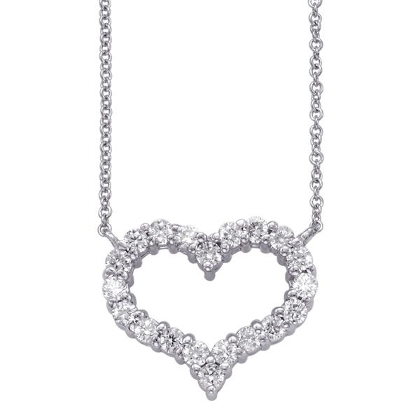 White Gold Diamond Heart Necklace Vincent Anthony Jewelers Tulsa, OK