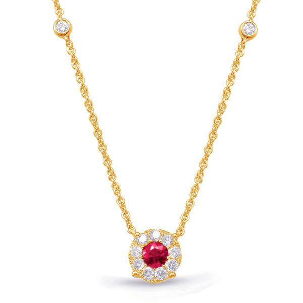  Yellow Gold Diamond & Ruby Necklace Jewel Smiths Oklahoma City, OK