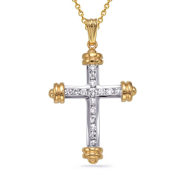 Diamond Two Tone Heart Cross Necklace in 14k Solid Gold – Gelin Diamond