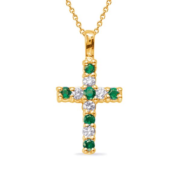 Yellow Gold Emerald & Diamond Cross Molinelli's Jewelers Pocatello, ID