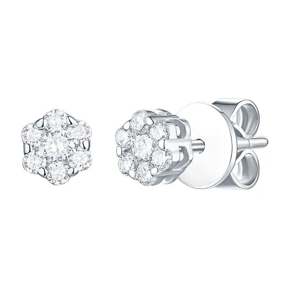 Lab Grown Diamond Flower Earrings SRE-00976WHT_WG Diamonds