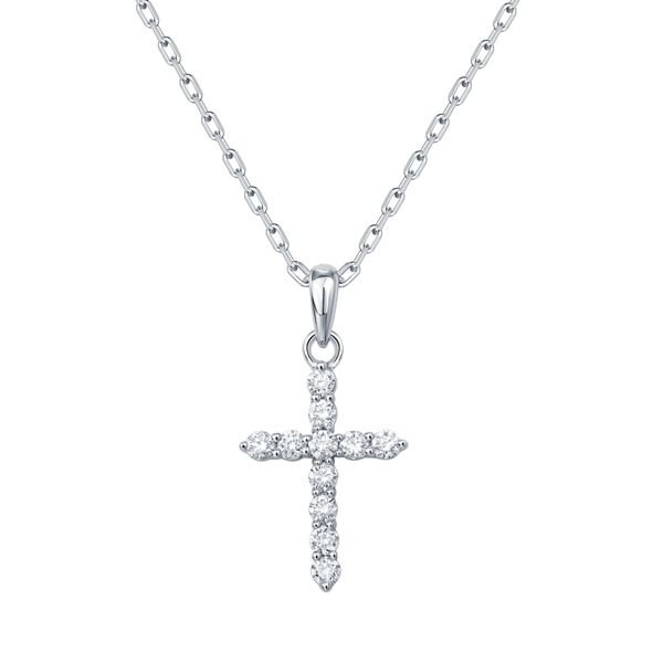 White Gold Maronite Aramaic Cross Diamond Pendant