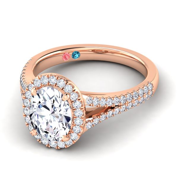 Oval Lab Grown Diamond Halo Split Shank Engagement Ring Image 5 Diamonds Direct St. Petersburg, FL