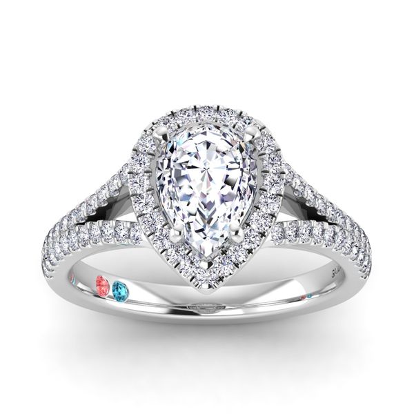 Pear Lab Grown Diamond Halo Split Shank Engagement Ring Image 2 Diamonds Direct St. Petersburg, FL