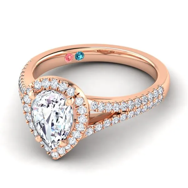 2.00 Pear Shape Halo Lab Created Diamond Engagement Ring 5 / Rose Gold