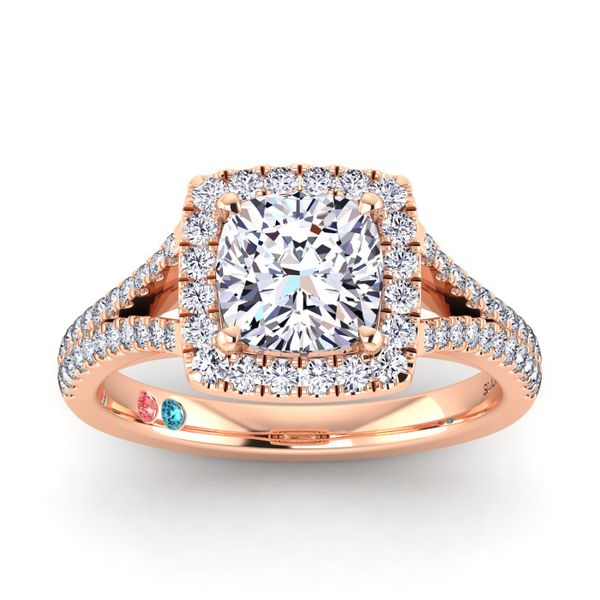 Cushion Lab Grown Diamond Halo Split Shank Engagement Ring Image 2 Diamonds Direct St. Petersburg, FL