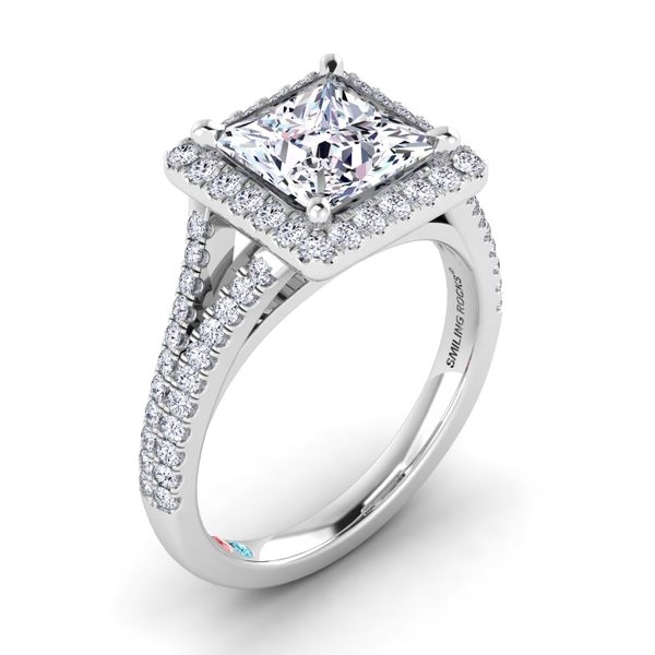 Princess Lab Grown Diamond Halo Split Shank Engagement Ring Diamonds Direct St. Petersburg, FL
