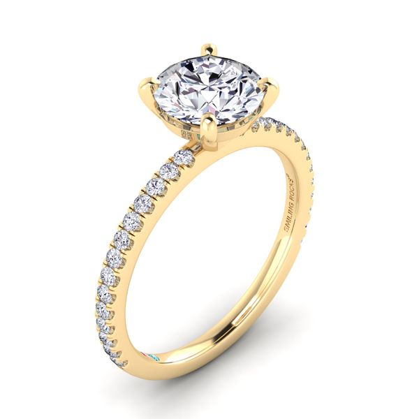 Round Lab Grown Diamond Pave Petite Engagement Ring Diamonds Direct St. Petersburg, FL