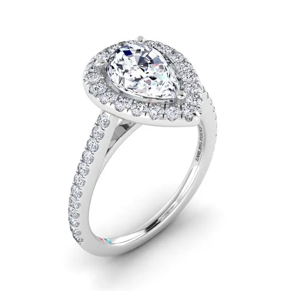 Pear Shaped Diamond Ring, Pear Lab Grown Diamond Halo Engagement Ring