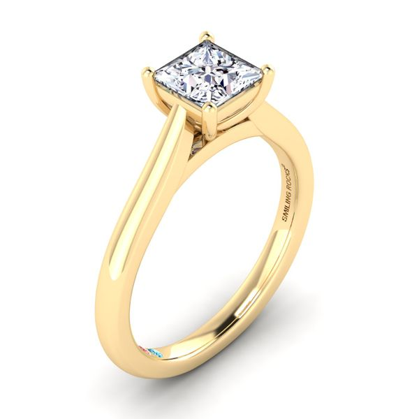 Buy Princess Cut Diamond Engagement Ring with Grain Set Shoulders Online
