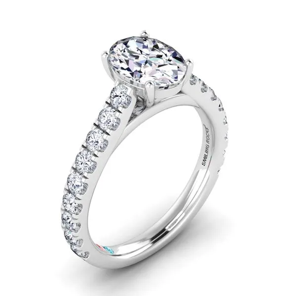 Oval Lab Grown Diamond Pave Diamond Engagement Ring Diamonds