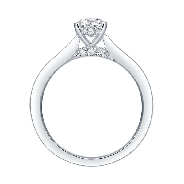 Oval Lab Grown Diamond Solitaire Ribbon Hidden Halo Bridal Ring Image 2 Mystique Jewelers Alexandria, VA