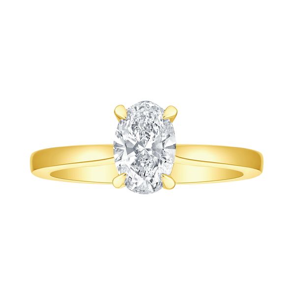 Oval Lab Grown Diamond Solitaire Ribbon Hidden Halo Bridal Ring Galicia Fine Jewelers Scottsdale, AZ