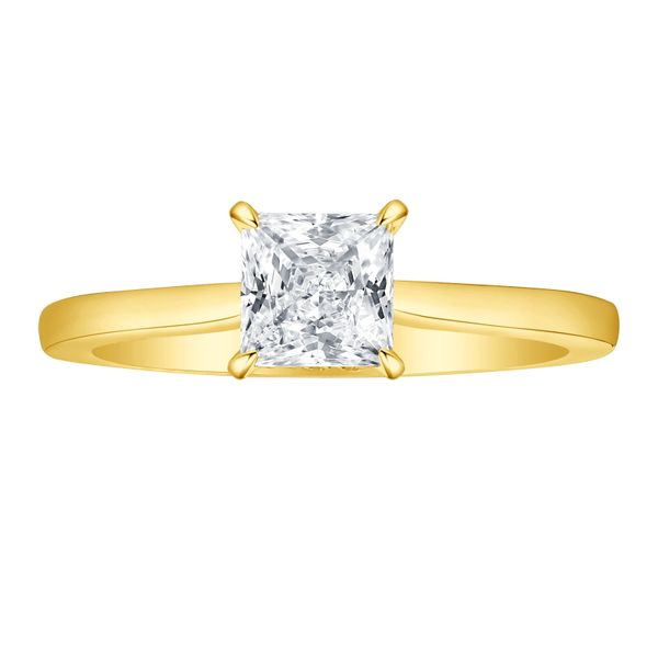 Princess Lab Grown Diamond Solitaire Ribbon Hidden Halo Bridal Ring Mystique Jewelers Alexandria, VA