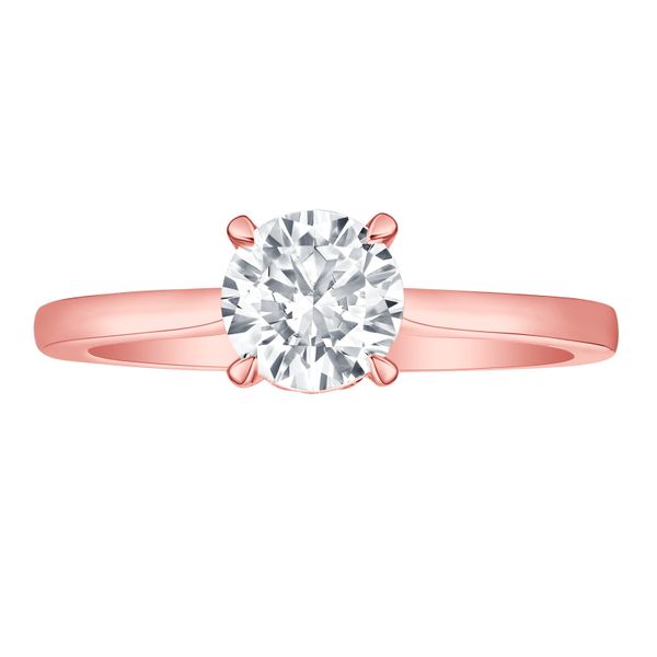 Round Lab Grown Diamond Solitaire Ribbon Hidden Halo Bridal Ring Clater Jewelers Louisville, KY