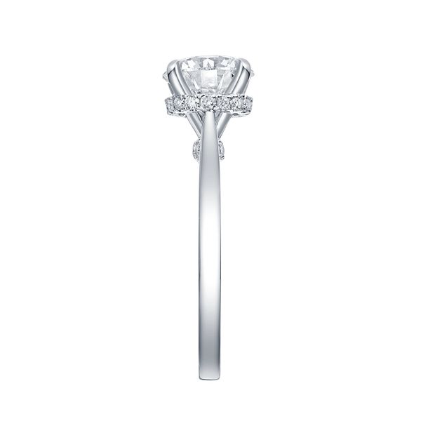 Round Lab Grown Diamond Solitaire Ribbon Hidden Halo Bridal Ring Image 3 Galicia Fine Jewelers Scottsdale, AZ