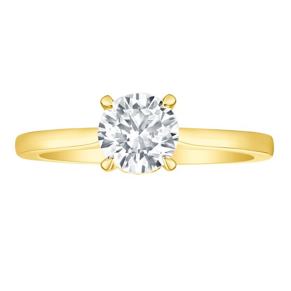 Round Lab Grown Diamond Solitaire Ribbon Hidden Halo Bridal Ring Mystique Jewelers Alexandria, VA