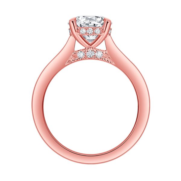 Round Lab Grown Diamond Solitaire Ribbon Hidden Halo Bridal Ring Image 2 Diamonds Direct St. Petersburg, FL