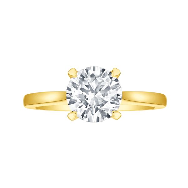Round Lab Grown Diamond Solitaire Ribbon Hidden Halo Bridal Ring Galicia Fine Jewelers Scottsdale, AZ
