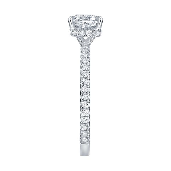 Cushion Lab Grown Diamond Solitaire Bloom Hidden Halo Bridal Ring Image 3 Mystique Jewelers Alexandria, VA