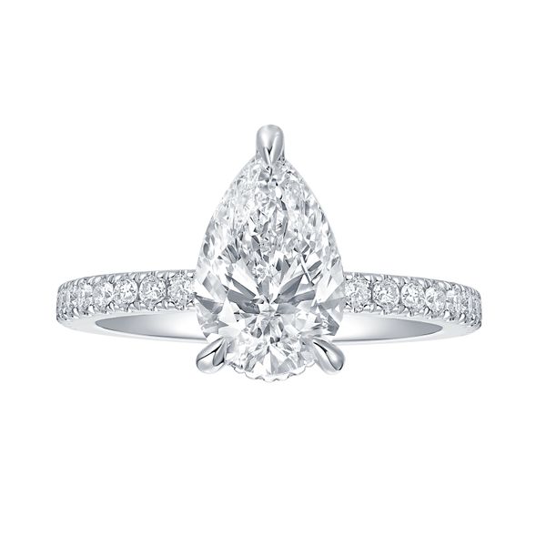 Pear Lab Grown Diamond Solitaire Bloom Hidden Halo Bridal Ring Clater Jewelers Louisville, KY