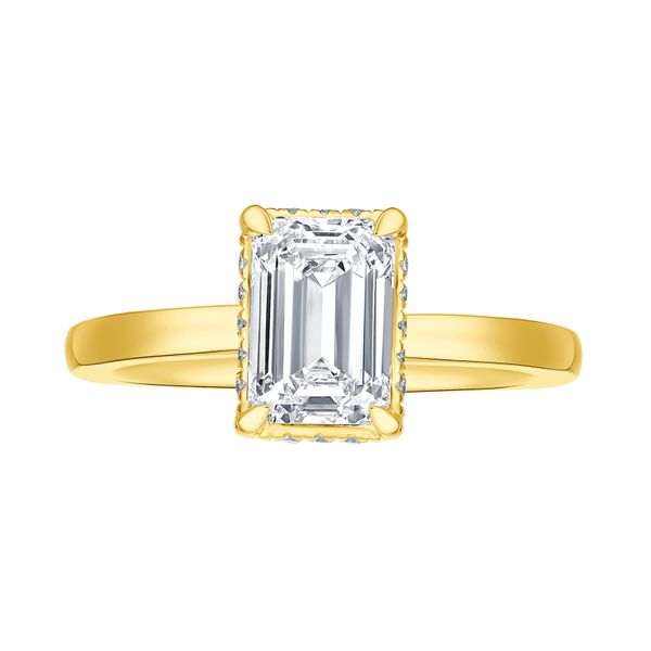 Emerald Lab Grown Diamond Solitaire Knot Hidden Halo Bridal Ring Diamonds Direct St. Petersburg, FL