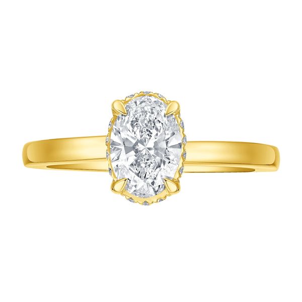 Oval Lab Grown Diamond Solitaire Knot Hidden Halo Bridal Ring Diamonds Direct St. Petersburg, FL