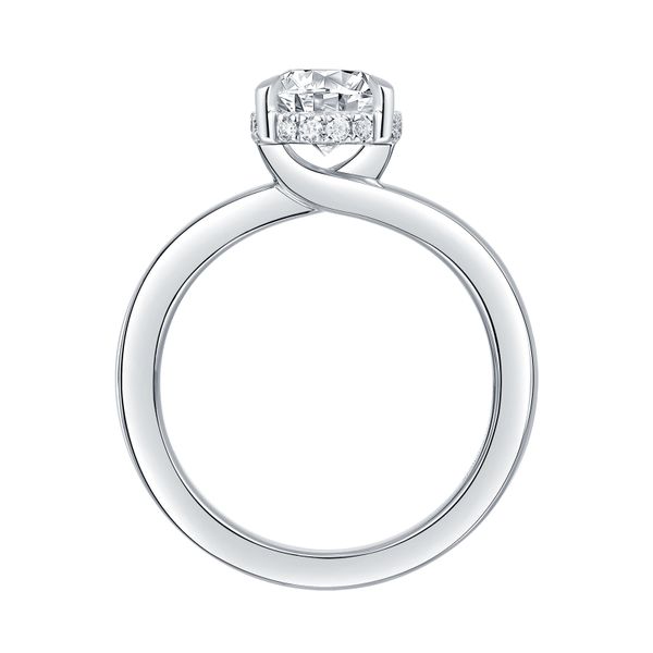 Oval Lab Grown Diamond Solitaire Knot Hidden Halo Bridal Ring Image 2 Mystique Jewelers Alexandria, VA