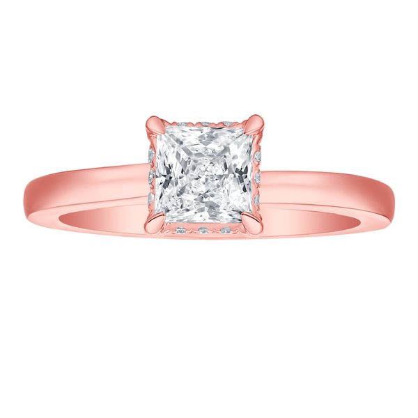 Princess Lab Grown Diamond Solitaire Knot Hidden Halo Bridal