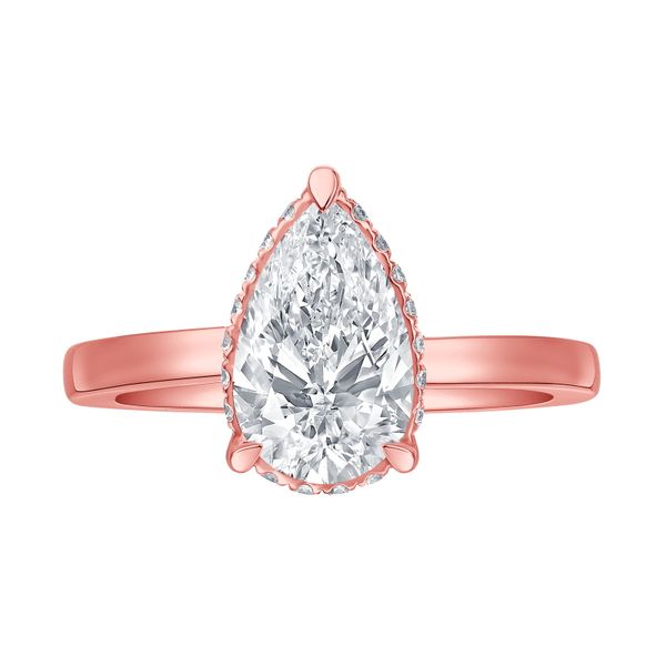 Pear Lab Grown Diamond Solitaire Knot Hidden Halo Bridal Ring Galicia Fine Jewelers Scottsdale, AZ