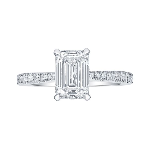 Emerald Lab Grown Diamond Solitaire Amor Hidden Halo Bridal Ring Diamonds Direct St. Petersburg, FL