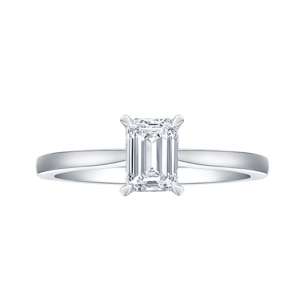 Emerald Lab Grown Diamond Solitaire Oui Hidden Halo Bridal Ring Mystique Jewelers Alexandria, VA