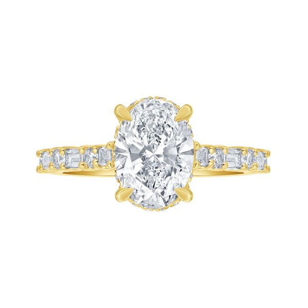 Lab Grown Diamond Oval Solitaire with Baguette Bridal Ring Galicia Fine Jewelers Scottsdale, AZ