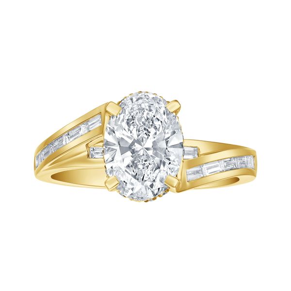 Lab Grown Diamond Oval Solitaire with Baguette Bridal Ring Diamonds Direct St. Petersburg, FL
