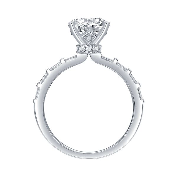 Lab Grown Diamond Round Solitaire with Baguette Bridal Ring Image 2 Diamonds Direct St. Petersburg, FL