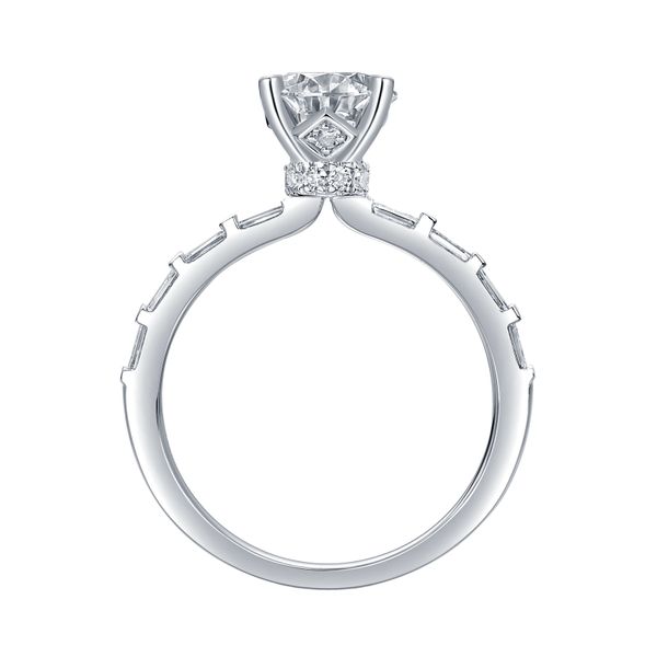 Lab Grown Diamond Pear Solitaire with Baguette Bridal Ring Image 2 Galicia Fine Jewelers Scottsdale, AZ