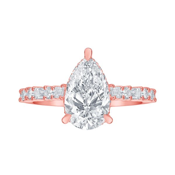 Lab Grown Diamond Pear Solitaire with Baguette Bridal Ring Galicia Fine Jewelers Scottsdale, AZ