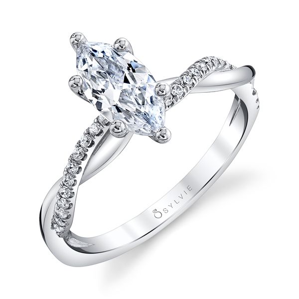 Women's Marquise Diamond Spiral Engagement Ring - Yasmine Cellini Design Jewelers Orange, CT