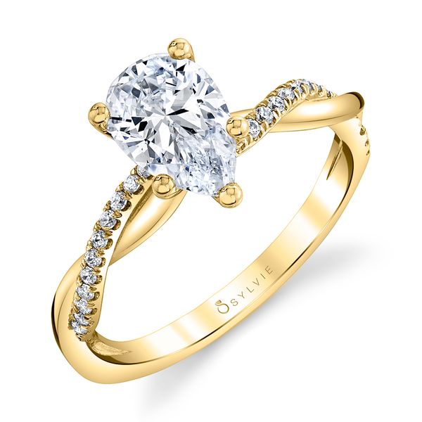 Women's Pear Shaped Diamond Spiral Engagement Ring - Yasmine Midtown Jewelers Herndon, VA
