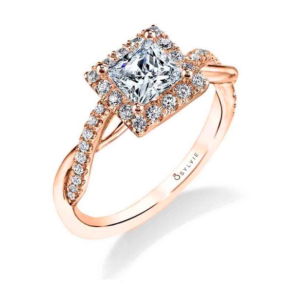 Women's Princess Cut Modern Halo Diamond Spiral Engagement Ring - Coralie JMR Jewelers Cooper City, FL
