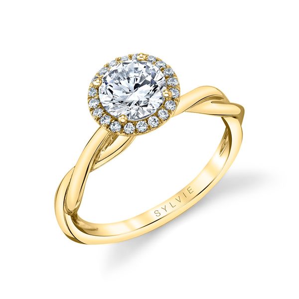Women's Round Cut Modern Halo Spiral Engagement Ring - Coralie Cellini Design Jewelers Orange, CT