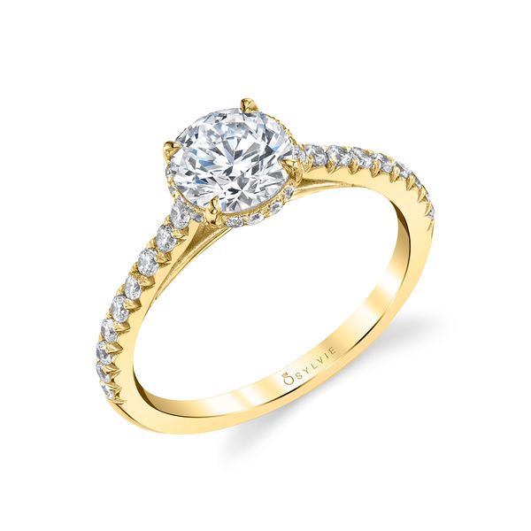 Women's Round Cut Classic Hidden Halo Engagement Ring - Harmonie Cellini Design Jewelers Orange, CT