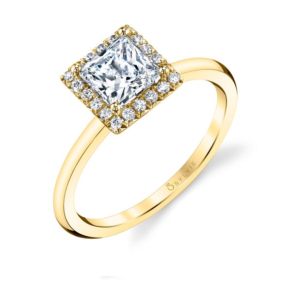 Women's Princess Cut Solitaire Halo Engagement Ring - Elsie Cellini Design Jewelers Orange, CT