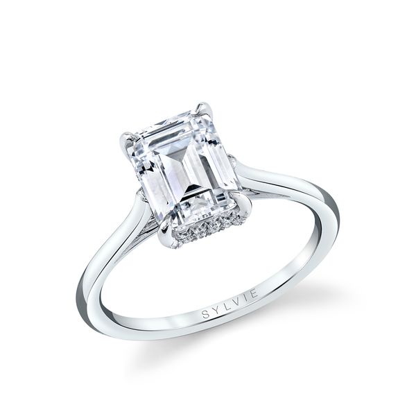 Women's Emerald Cut Solitaire Hidden Halo Engagement Ring - Carter JMR Jewelers Cooper City, FL