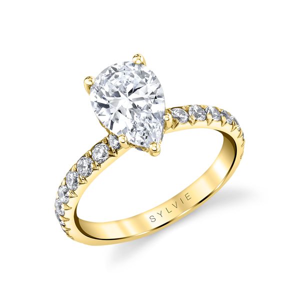 Women's Pear Shaped Classic Wide Band Engagement Ring - Malencia JMR Jewelers Cooper City, FL