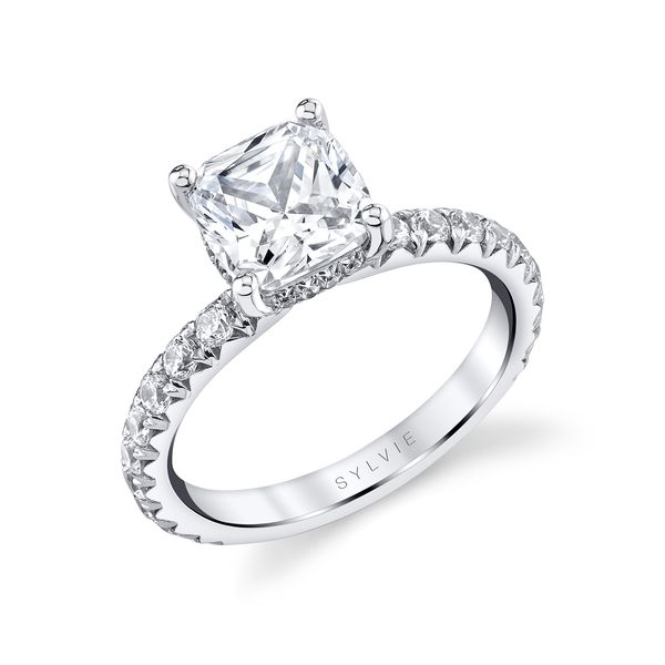 Women's Cushion Cut Classic Wide Band Engagement Ring - Malencia D'Errico Jewelry Scarsdale, NY