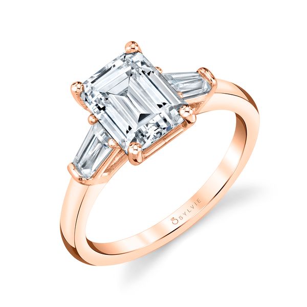 Women's Emerald Cut Three Stone Engagement Ring with Baguettes - Nicolette Cellini Design Jewelers Orange, CT