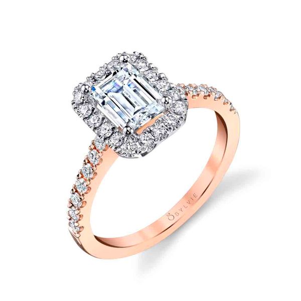 Women's Emerald Cut Classic Two Tone Halo Engagement Ring - Chantelle D'Errico Jewelry Scarsdale, NY