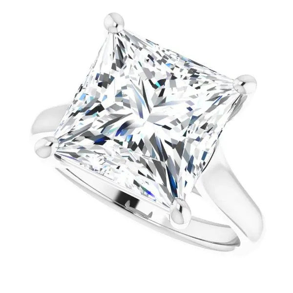 Three Stone Cushion 10x10mm Real Diamond Jewelry Sterling Silver Semi Mount Ring