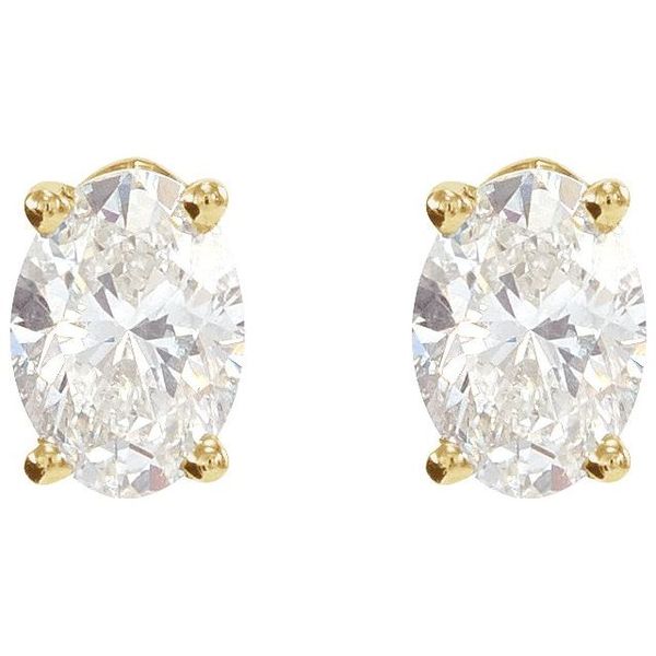 Oval 4-Prong Lightweight Stud Earrings Image 2 Priddy Jewelers Elizabethtown, KY